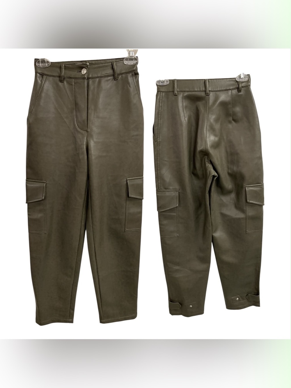 Aritzia Faux Leather Cargo Joggers - Olive Size XXS